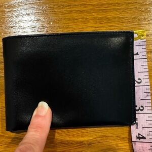Bosca Hello-Touch Cowhide Bifold Wallet Black Leather. New Minimalist Vintage